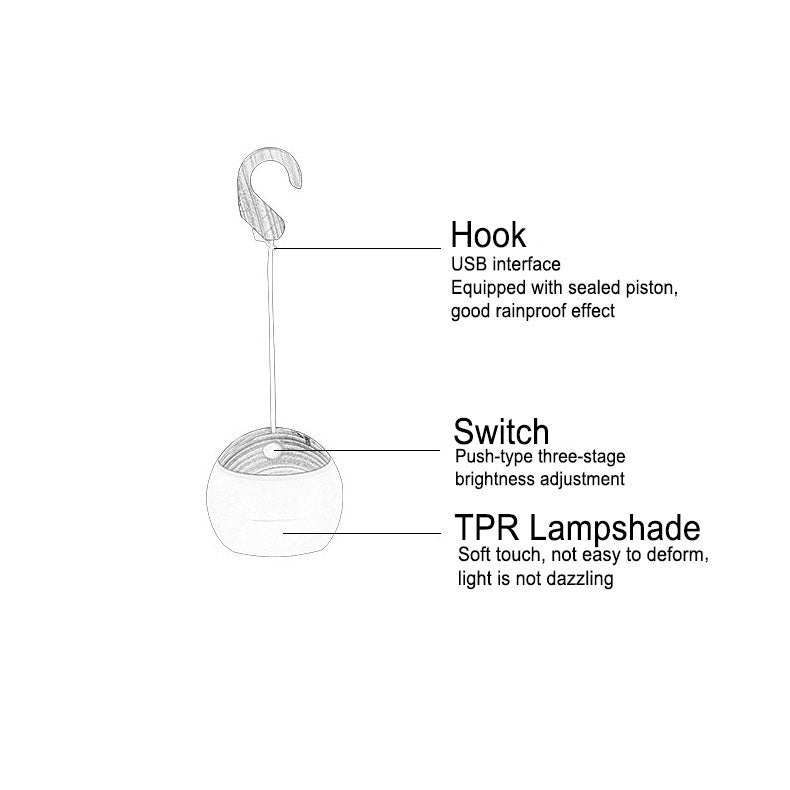 Floroux LED camping lamp minimalist | Rechargeable via USB | Portable and hanging | 3/4 brightness levels | Outdoor light