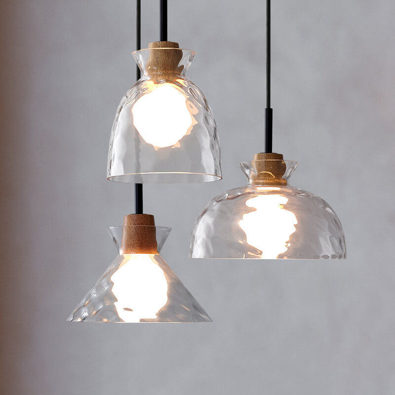 Floroux Suspension Nordique | Verre Ribé | 1-Lumière | Design Scandinave | Décoration d'intérieur