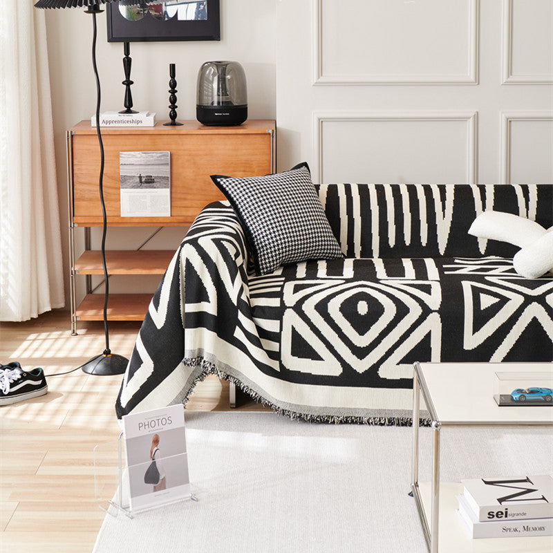 Housse de canapé/sofa style bohème géométrique