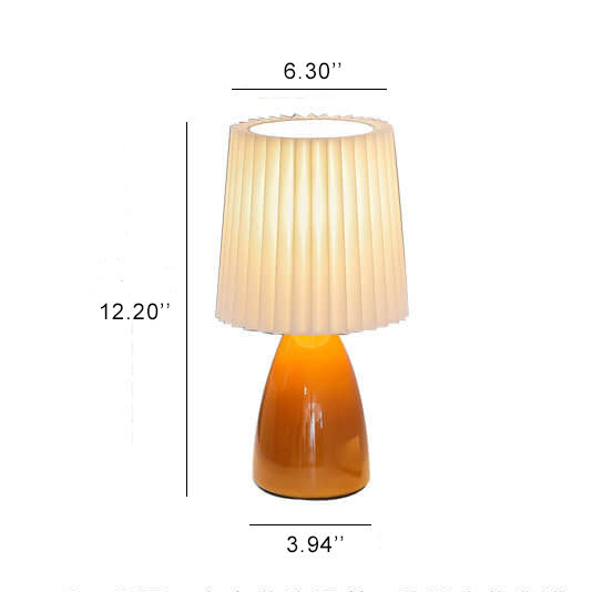 Floroux Lampe de Table Design Vintage | Abat-jour Plié | Base en Verre | Lumière Décorative & de Lecture