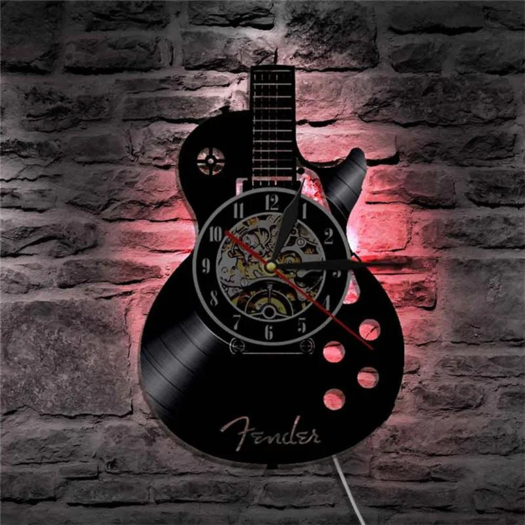 Horloge murale Floroux pour les fans de guitare – Montre rétro rock
