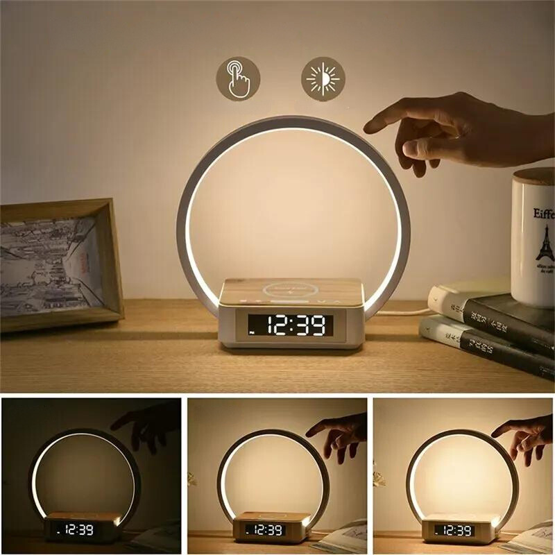 LumiLite - Lampe de Nuit 3-en-1 avec Réveil et Chargeur Sans Fil