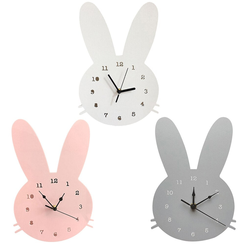 Jolie horloge murale en forme de lapin pour chambre d'enfant