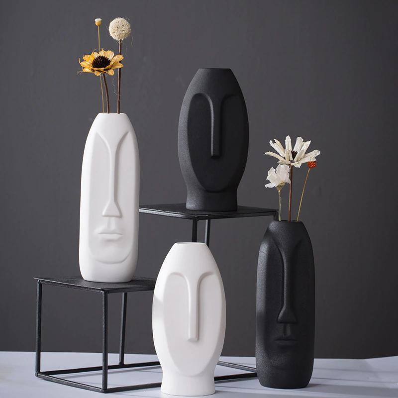 Abstract ceramic vase Floroux with face design | Modern decorative accent | Timeless & elegant