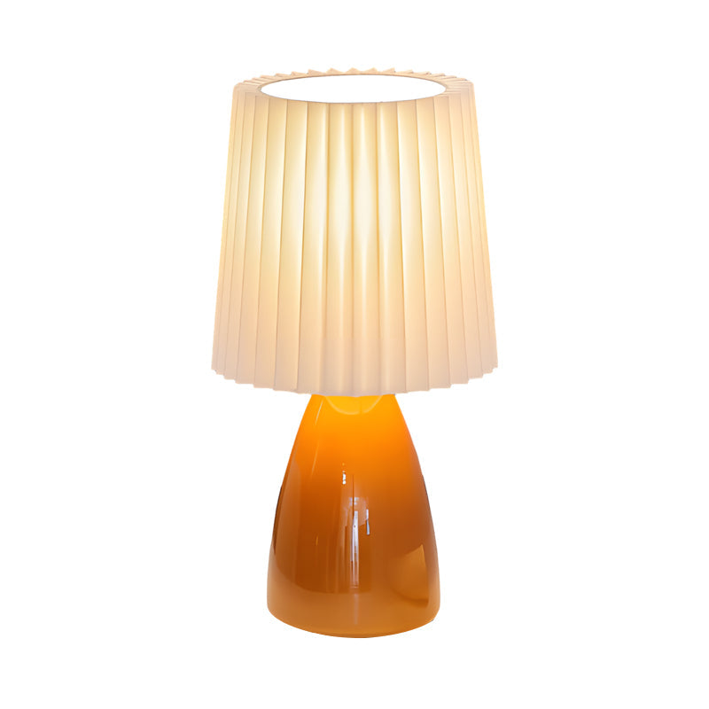 30cm Tissus plissés - Lampe de table avec base en verre et USB, Dimmable avec 1 point lumineux