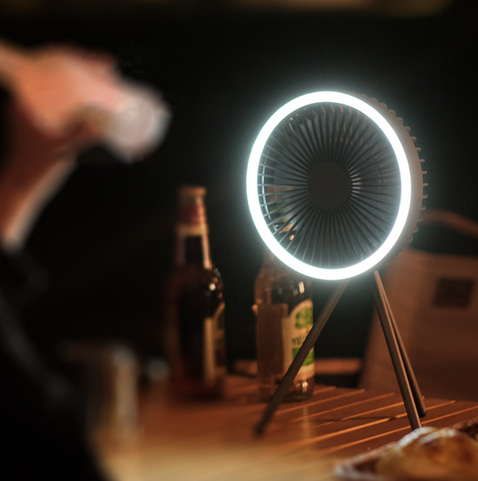 Ventilateur de camping portable avec lanterne LED