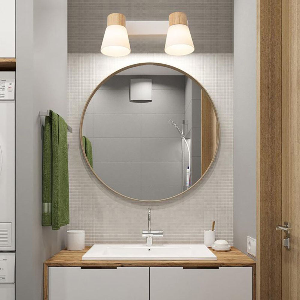 Applique murale LED nordique Ozawa Bois/Vitre Salon/Salle à manger Blanc