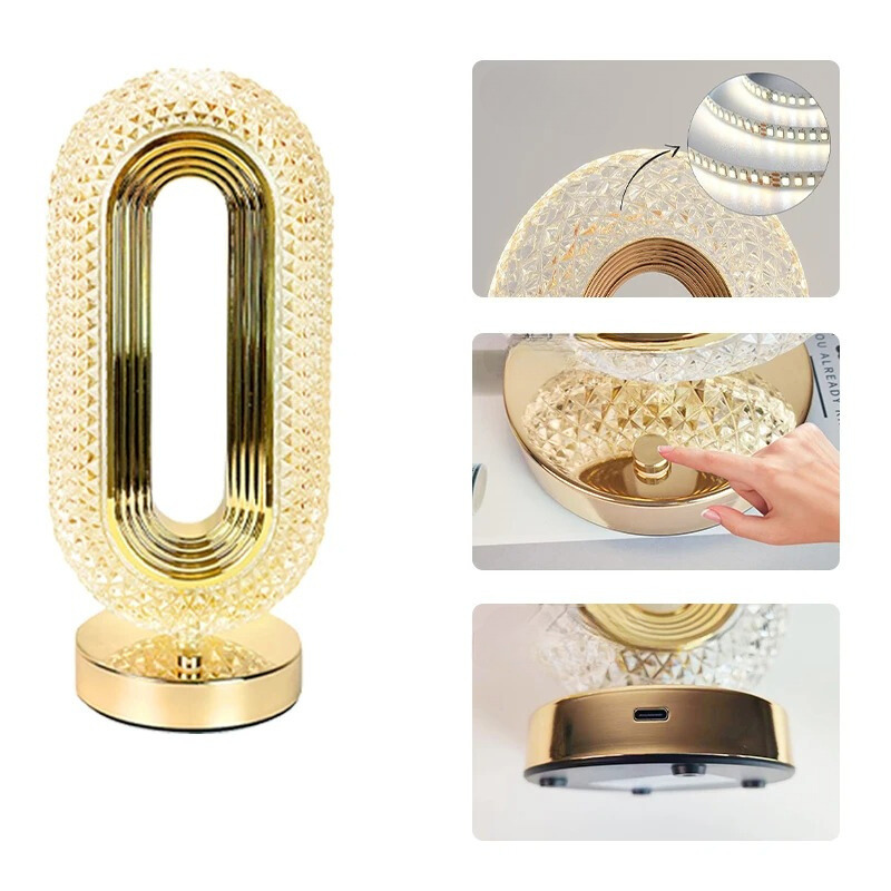 LumiCristal - Lampe de Table en Acrylique Cristallin avec Variateur Tactile