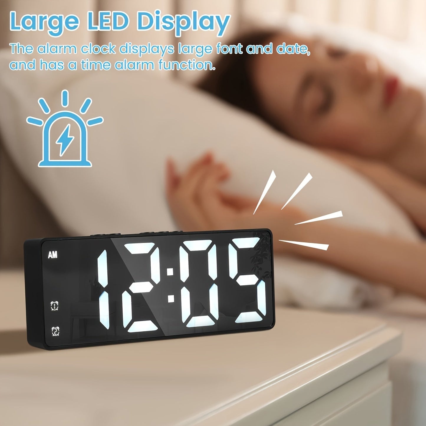 DigiGlow Horloge - Réveil LED Moderne avec Écran