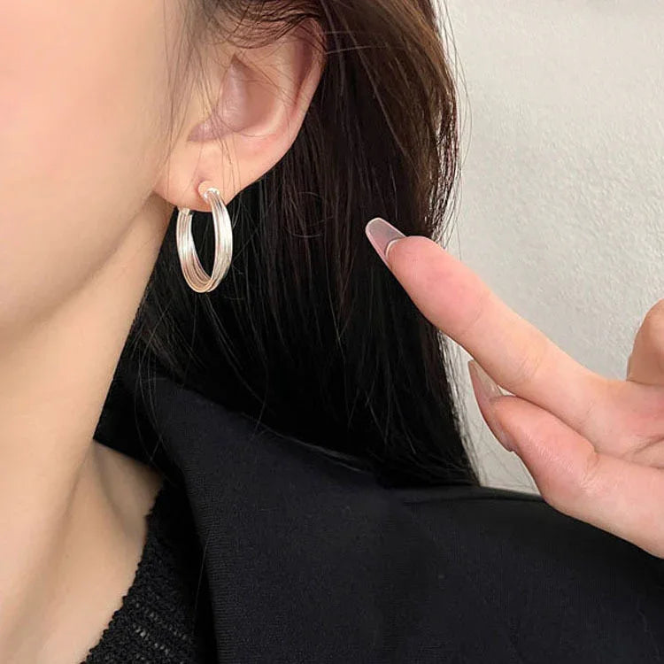 Amelie Boucles d'oreilles Lignes Superposées - Anneaux Élégants