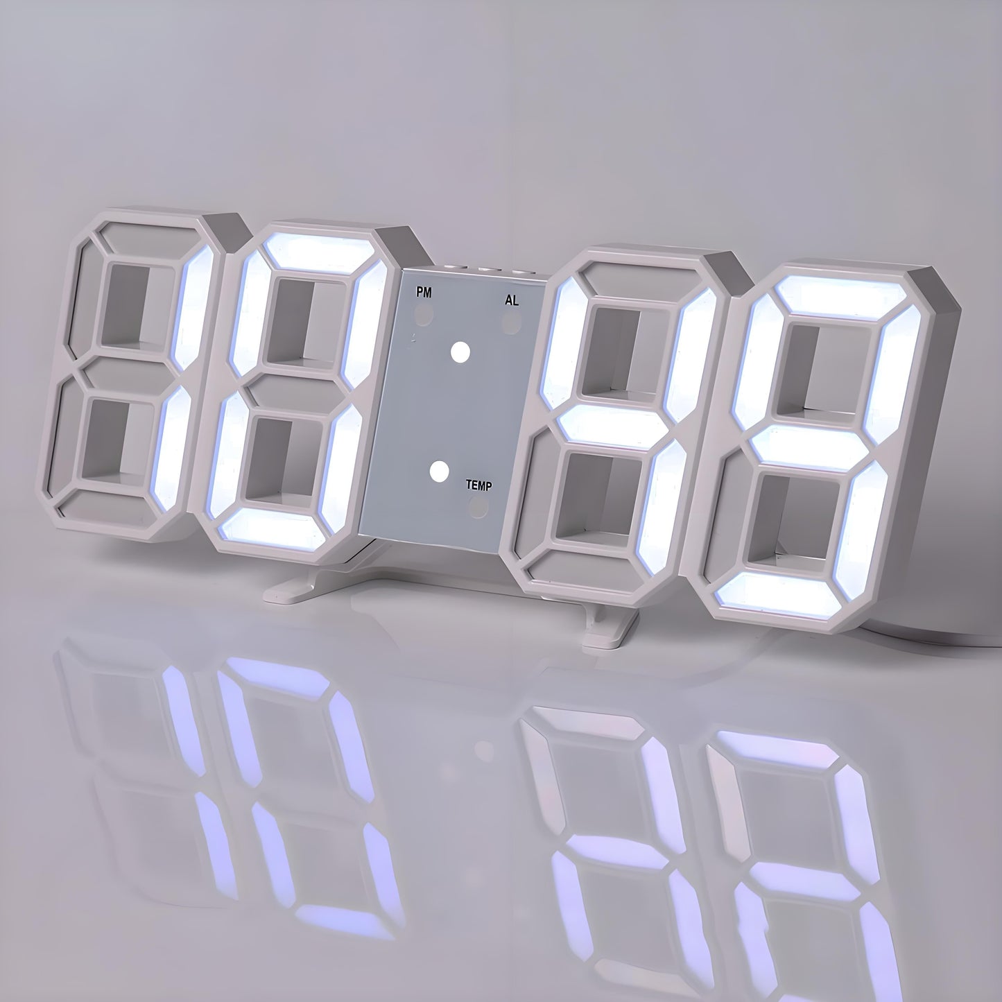 DigiTime Horloge – LED 3D Horloge avec Calendrier & Température