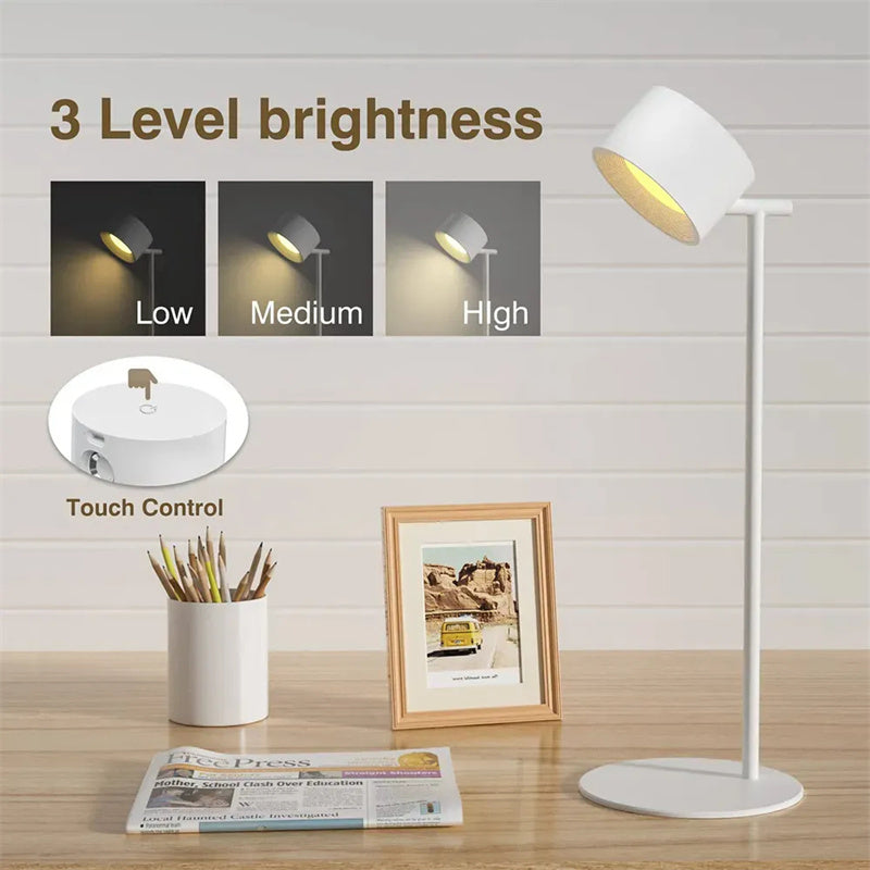 360 Rotation 2-en-1 Têtes doubles Lampe de table alimentée par batterie
