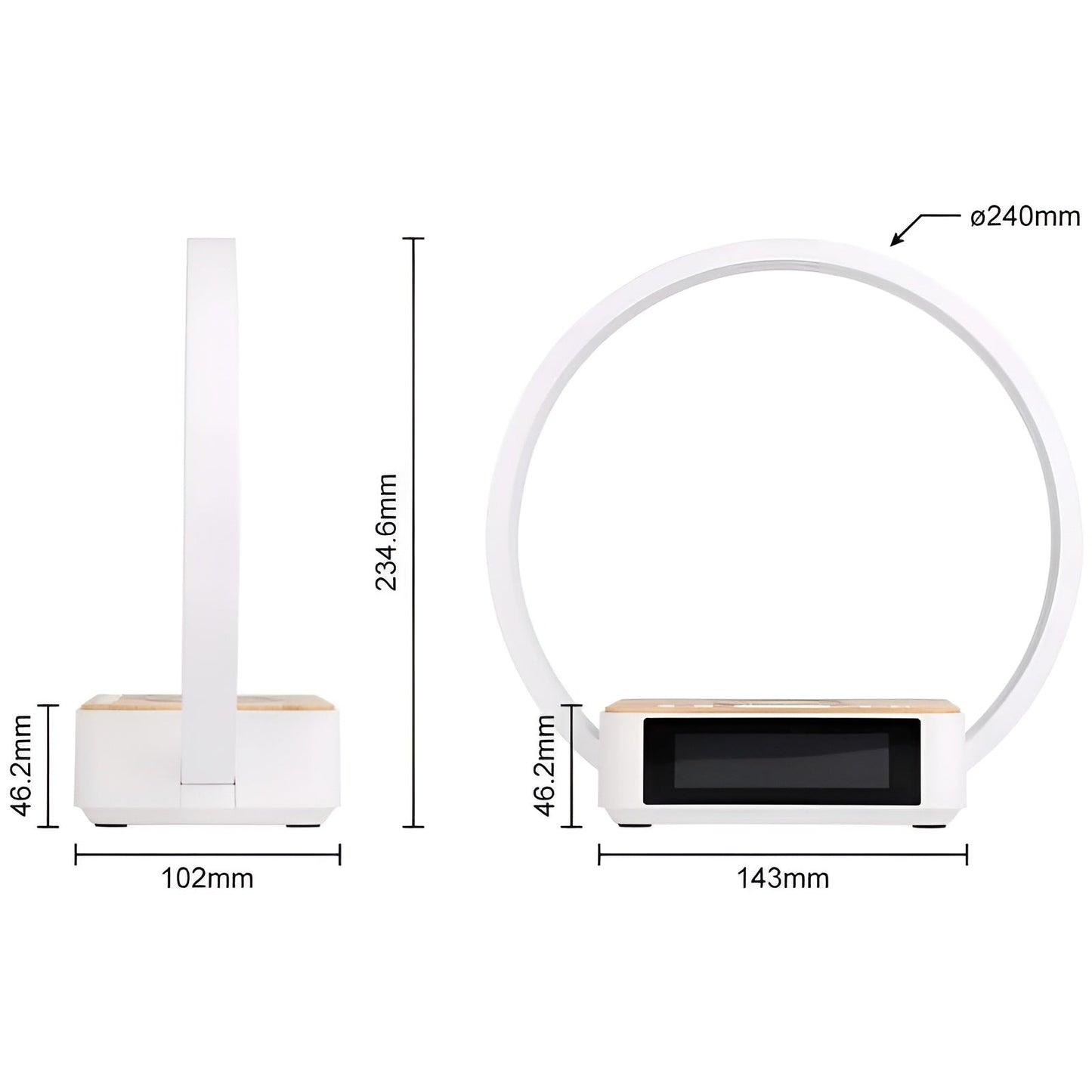Lampe de table moderne avec chargeur sans fil et fonction réveil