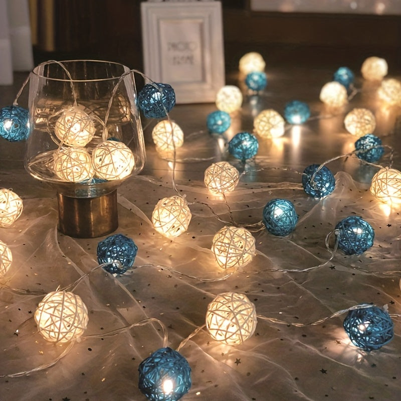 LuxAura – Élégante guirlande lumineuse en rotin 2m avec LED