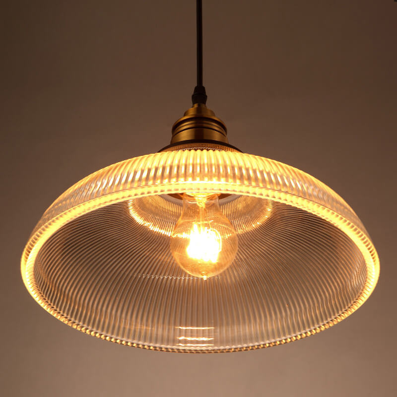 Floroux Suspension | Verre rayé | 1-flamme | Design vintage pour un éclairage élégant
