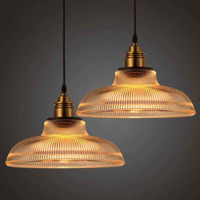 Floroux Suspension | Verre rayé | 1-flamme | Design vintage pour un éclairage élégant