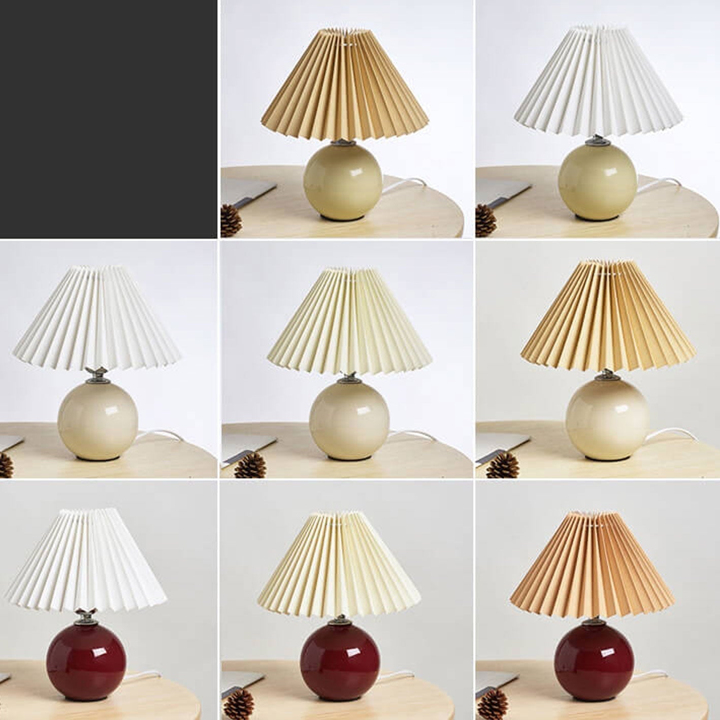 Floroux Pleated Design Table Lamp | Ceramic Base | Ambient Light | Minimalist Design | Interior Decorator
