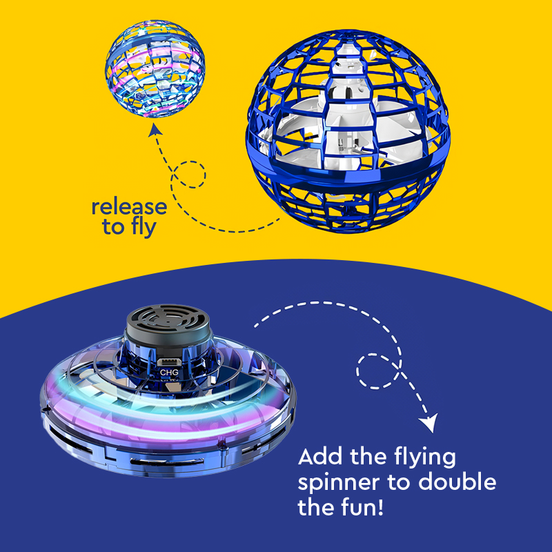 Drone magique volant LED - Balle UFO rotative à 360° pour enfants, amusante et rechargeable en toute sécurité