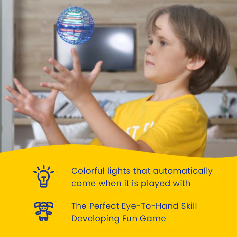 Drone magique volant LED - Balle UFO rotative à 360° pour enfants, amusante et rechargeable en toute sécurité