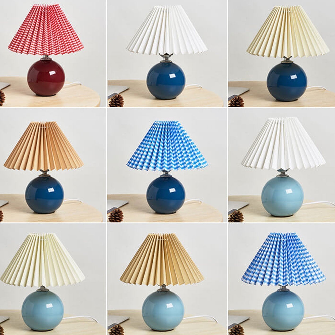 Floroux Pleated Design Table Lamp | Ceramic Base | Ambient Light | Minimalist Design | Interior Decorator