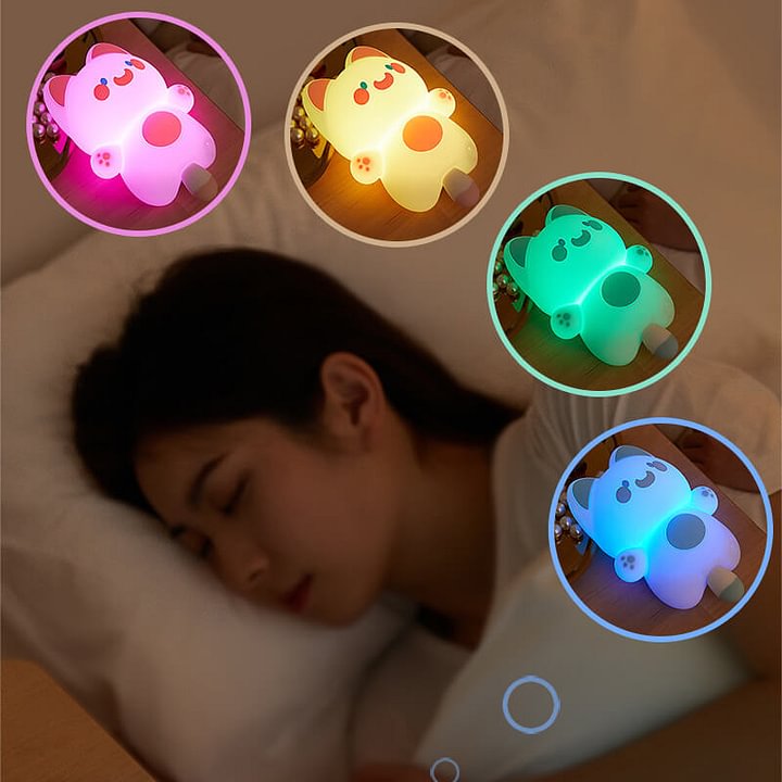 Quietsilicone Doodle Cat Lampe de Nuit LED - Cadeau Parfait pour Enfants et Filles