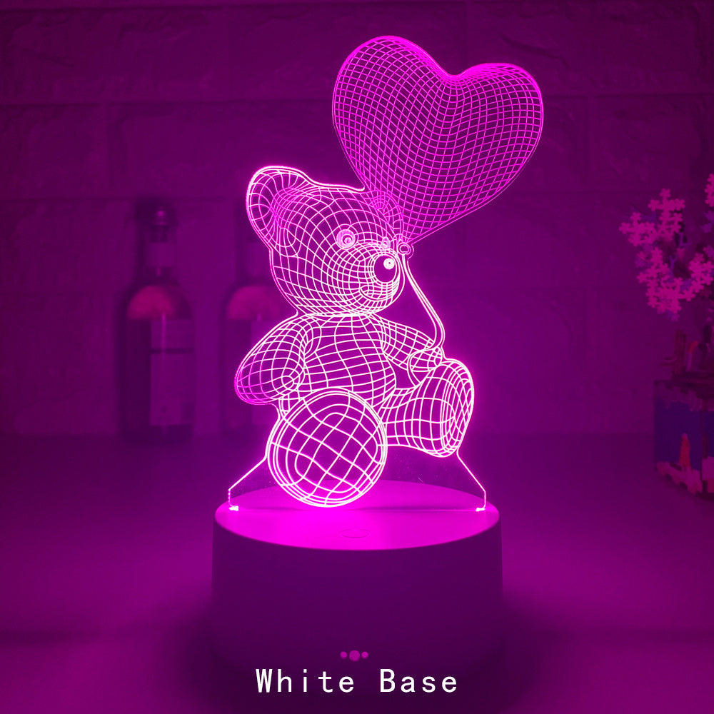 3D Cœur Ours USB LED Lampe de Nuit