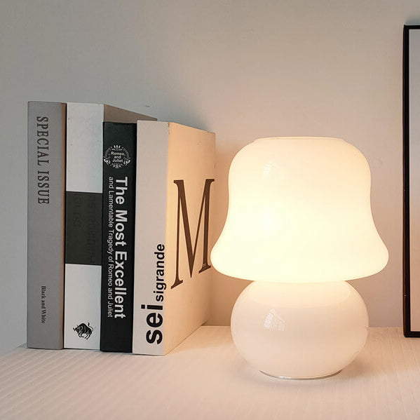 Floroux Lampe de Table en Verre | Design Français | Fait Main | Forme de Champignon | Décoration & Éclairage