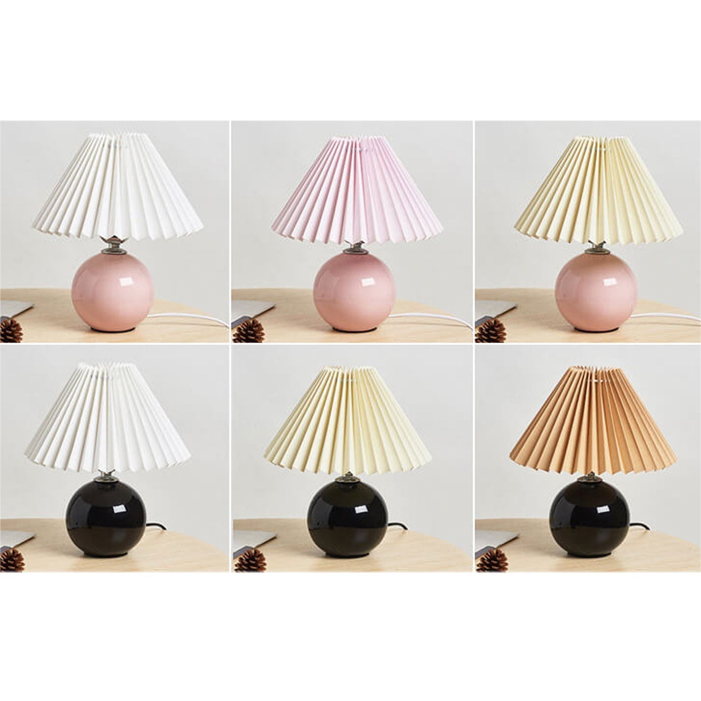 Floroux Pleated Design Table Lamp | Ceramic Base | Ambient Light | Minimalist Design | Interior Decorator