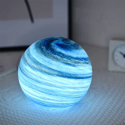 Floroux Lunar Floor Lamp | Elegant LED Glass Lamp | Ambient Light for the Home | Planetary Decoration | USB Charging