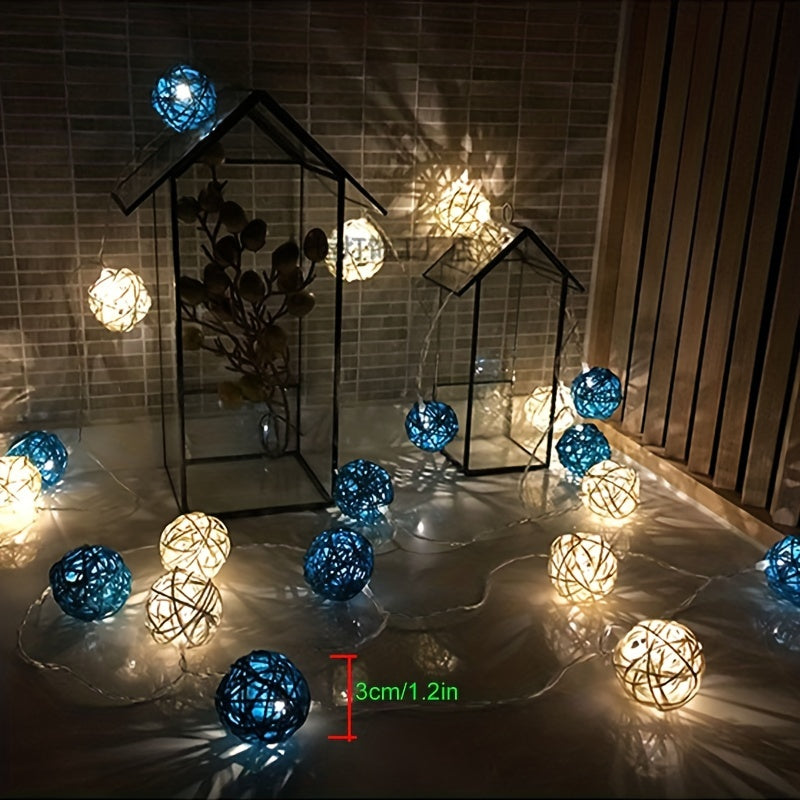 LuxAura – Élégante guirlande lumineuse en rotin 2m avec LED