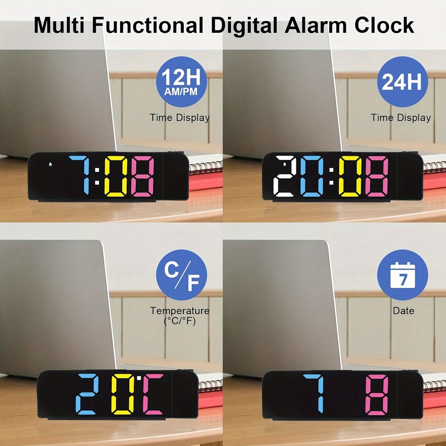 TimeView – Réveil Numérique Moderne avec Projection