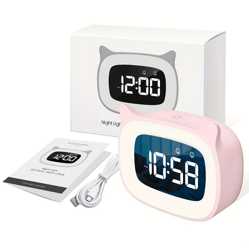 KawaiiCat Horloge - Réveil mignon avec lumière nocturne