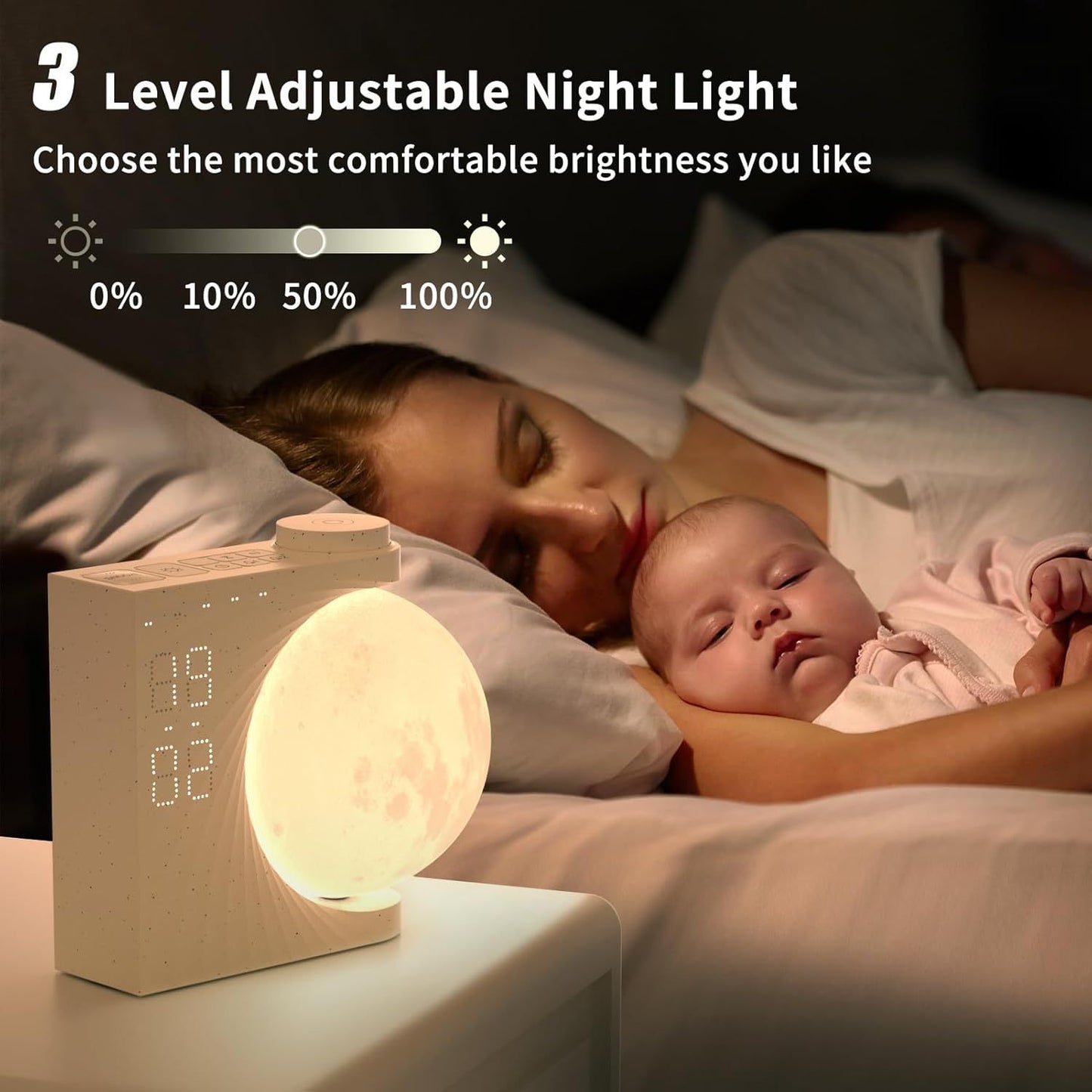 Floroux - Lampe de table Mond Horloge de table numérique pour une ambiance stylée