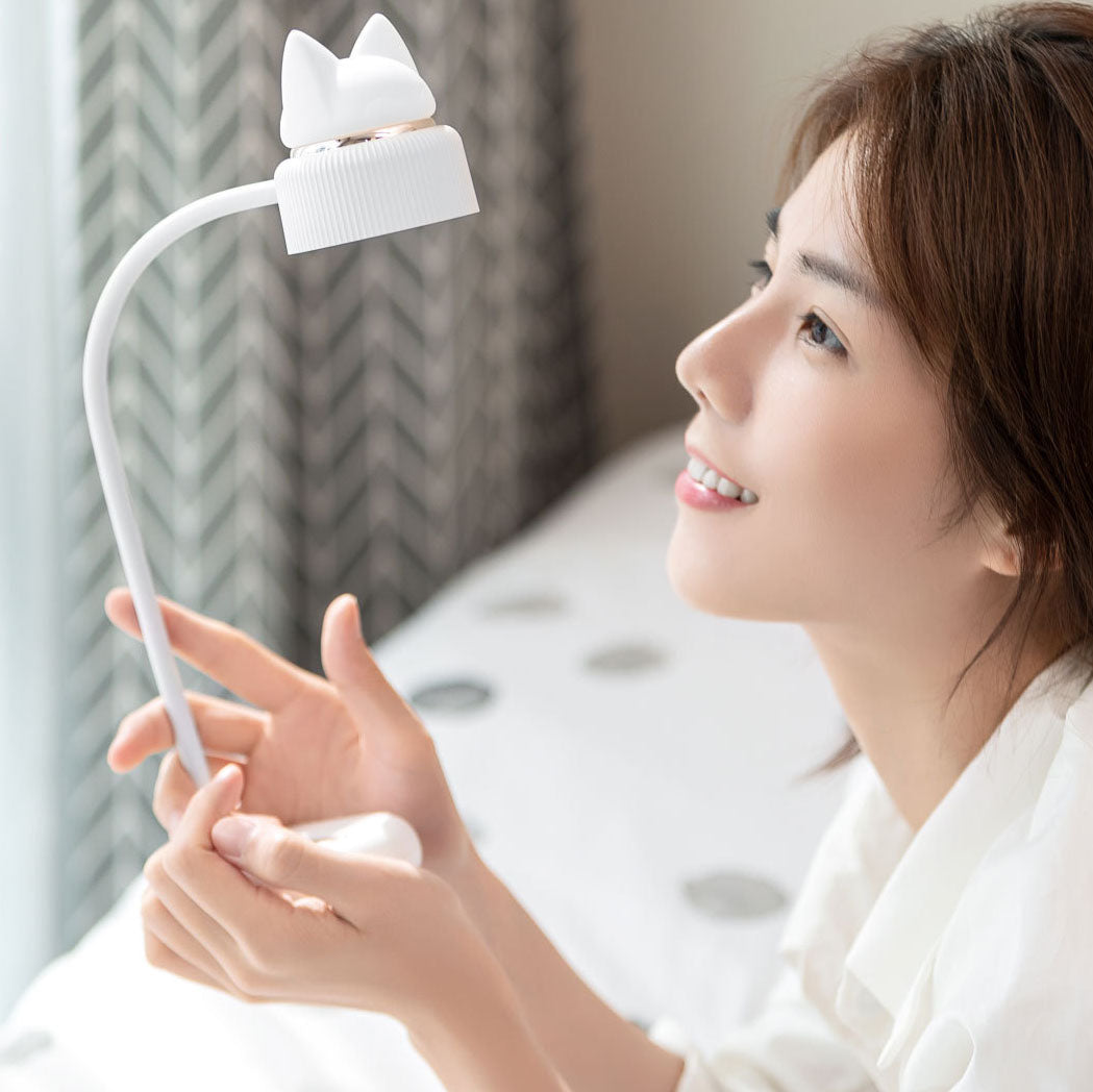 Floroux Lampe de Table LED | Design Oreilles de Chat | Amical pour les Yeux | Lampe Clip & Normale | Moderne & Créatif
