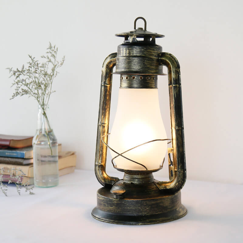 Floroux Retro Kerosin Lampe de Table | Lampe à Huile Nostalgique | Lanterne Décorative à 1 Flamme
