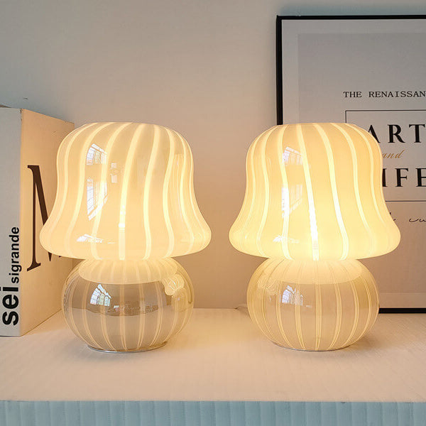Floroux Lampe de Table en Verre | Design Français | Fait Main | Forme de Champignon | Décoration & Éclairage