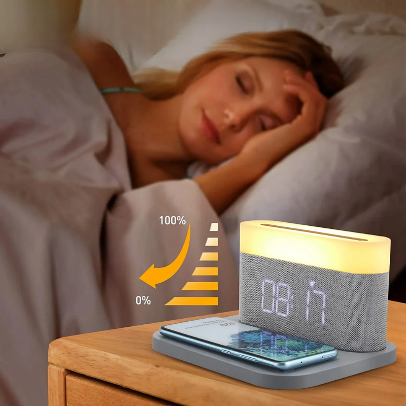 TechLumi - Station de Charge 15W avec Réveil Lumineux Intégré