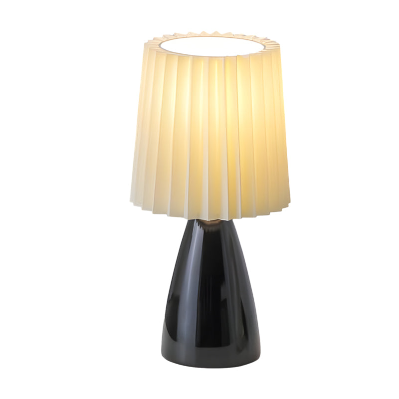 30cm Tissus plissés - Lampe de table avec base en verre et USB, Dimmable avec 1 point lumineux
