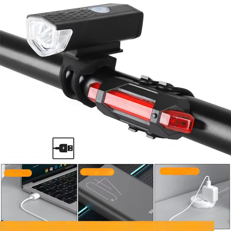 Lumière de vélo - Ensemble d'éclairage rechargeable avec plusieurs modes