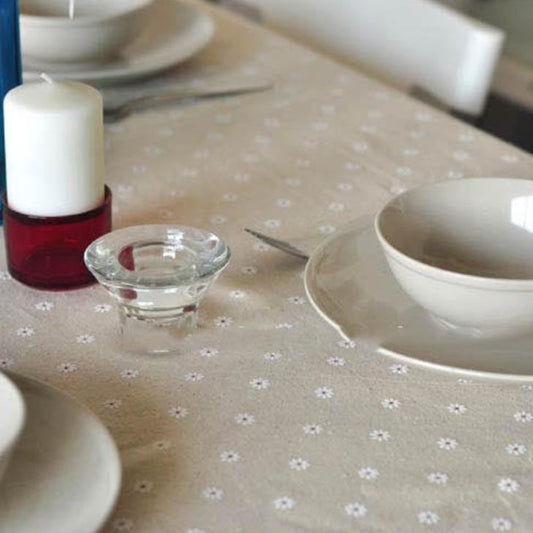 Nappe en coton lin imprimé de marguerites