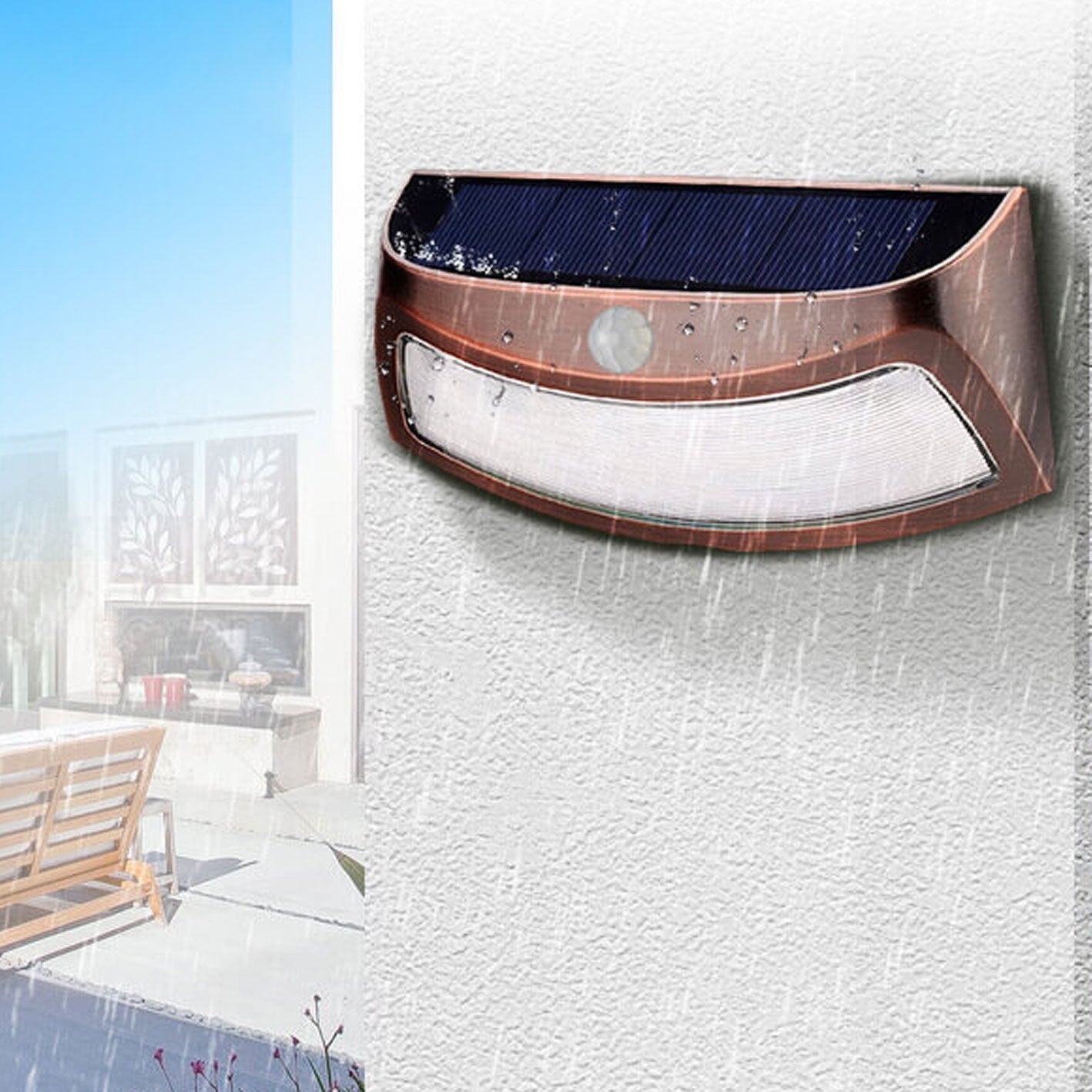 Floroux Lampe murale solaire | Design en forme de trapèze | Fonctionnement solaire | Éclairage extérieur LED