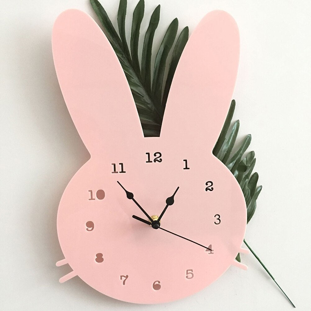 Jolie horloge murale en forme de lapin pour chambre d'enfant