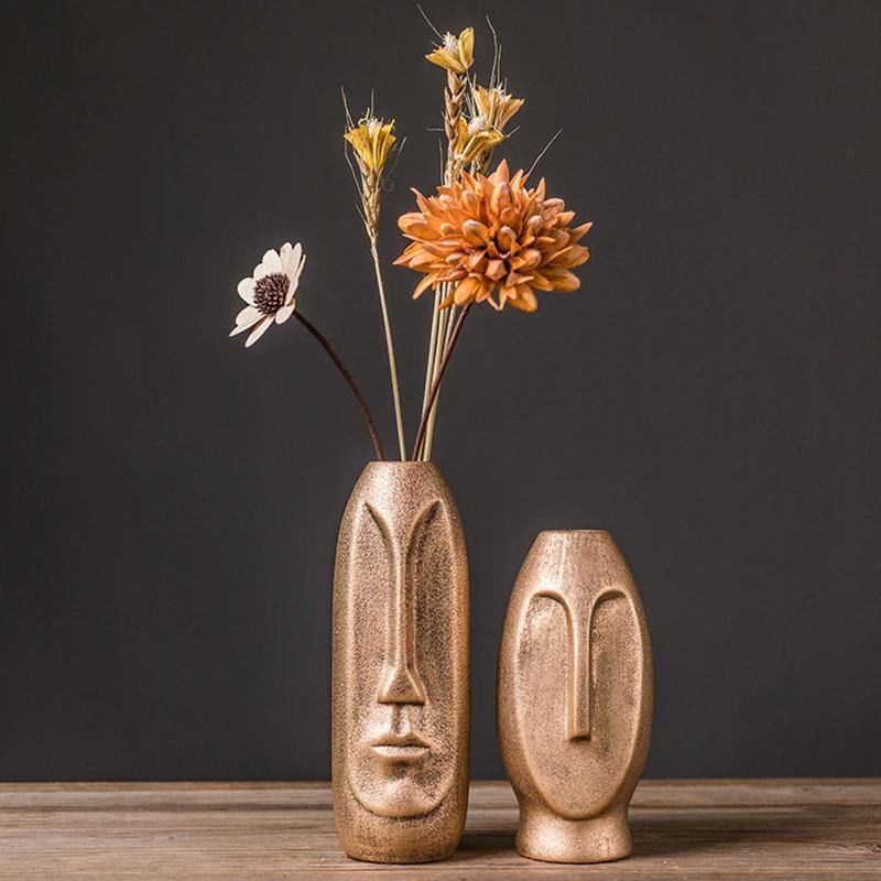 Abstract ceramic vase Floroux with face design | Modern decorative accent | Timeless & elegant