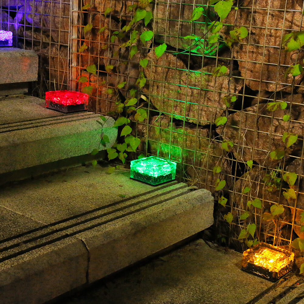 Floroux Solar LED Lumière Encastrée au Sol | Étanche | Effet Verre | Éclairage de Jardin en Plusieurs Couleurs