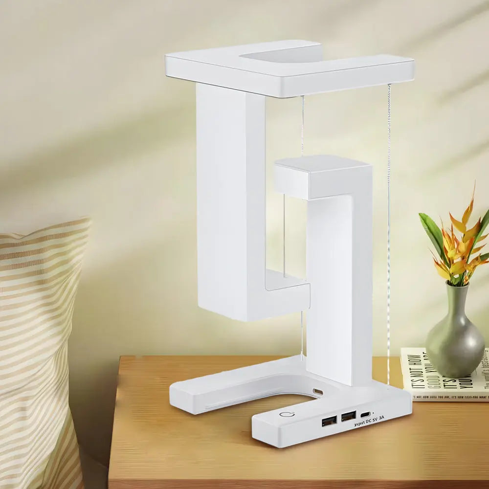 LumiLev - Lampe de table anti-gravité flottante avec chargement sans fil et lumière LED