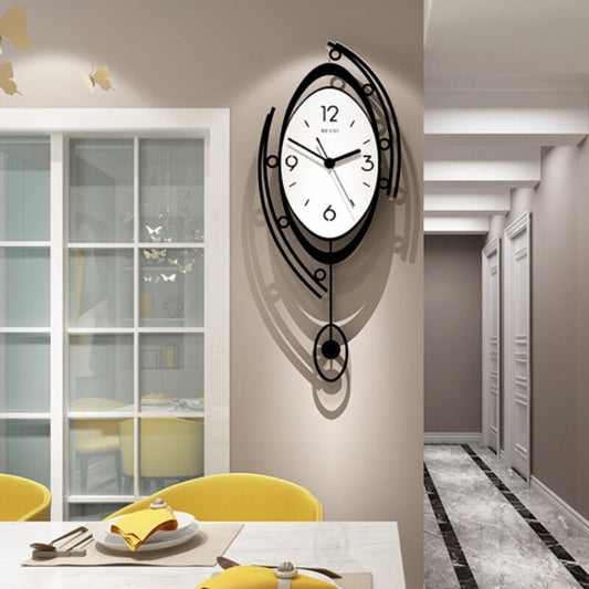 Horloge murale élégante en vinyle noir