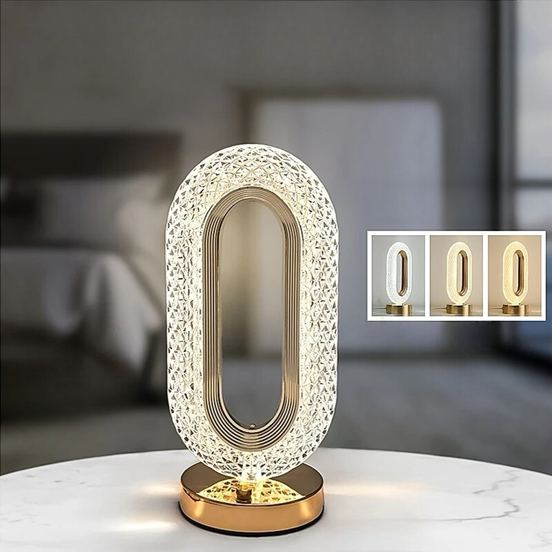 LumiCristal - Lampe de Table en Acrylique Cristallin avec Variateur Tactile