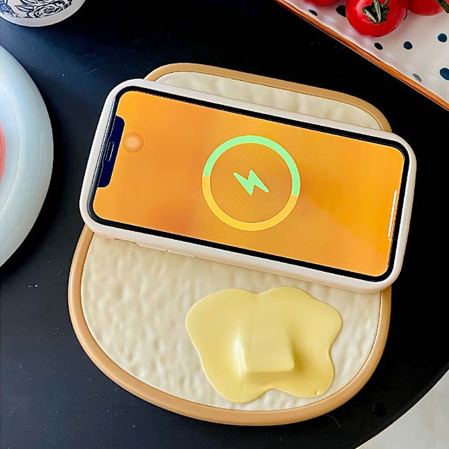 Chargeur sans fil en silicone toast squishy avec veilleuse LED - Cadeau parfait pour les enfants et les filles