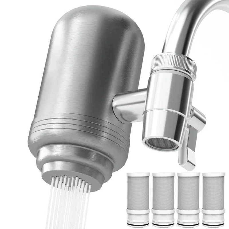CleanFlow Filtre à Eau - Filtre à Eau Luxe en Acier Inoxydable pour de l'Eau Potable Cristalline