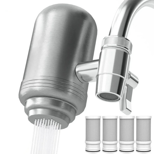 CleanFlow Filtre à Eau - Filtre à Eau Luxe en Acier Inoxydable pour de l'Eau Potable Cristalline